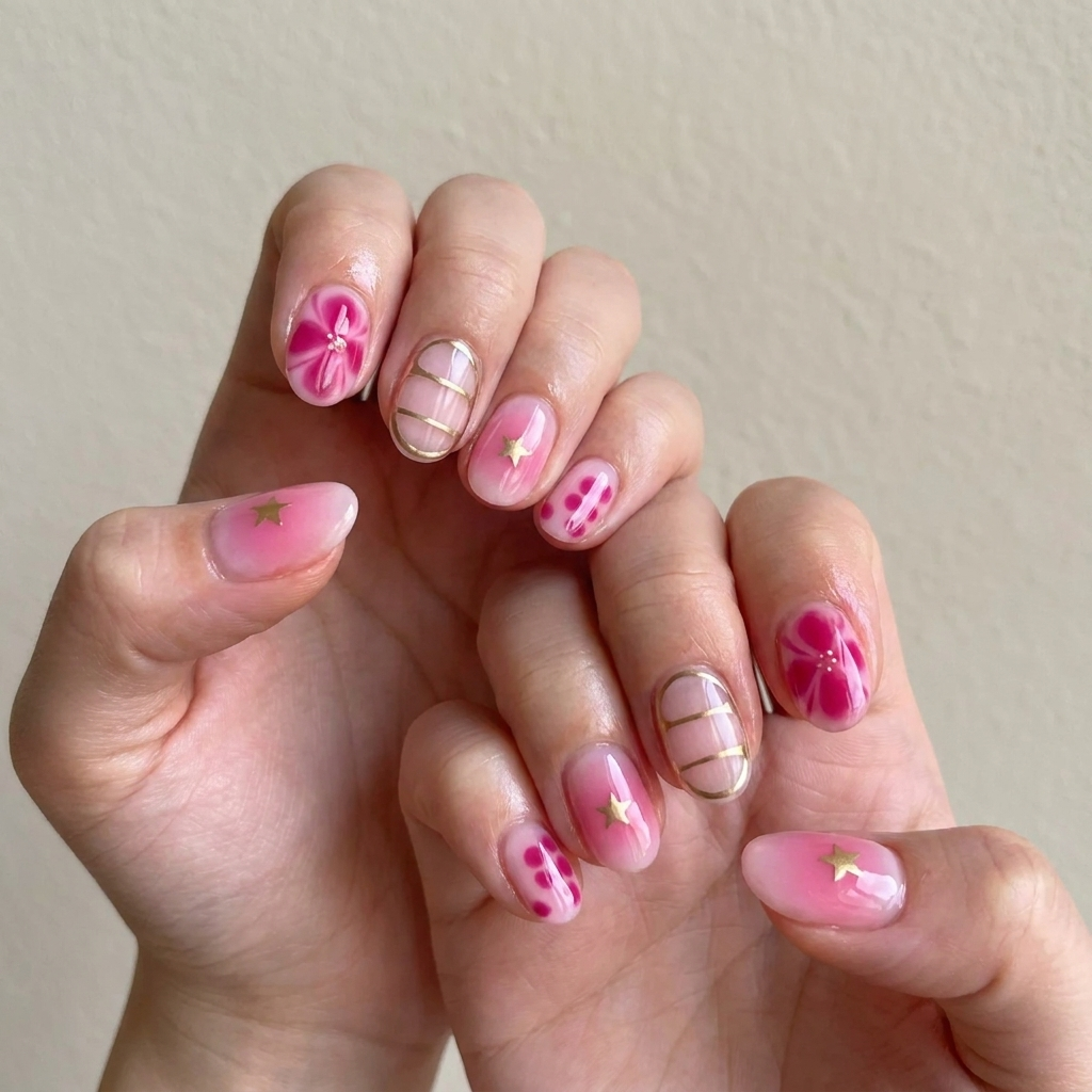 Pink Bloom Aura Press-On Nails