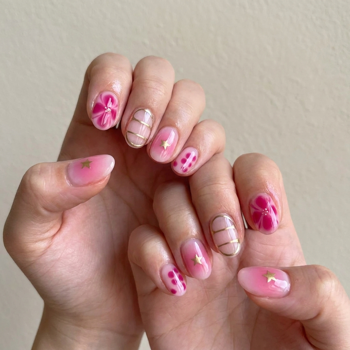 Pink Bloom Aura Press-On Nails