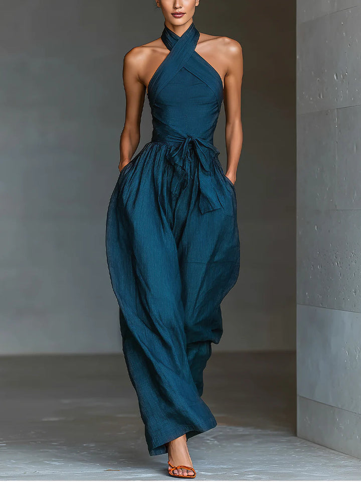 Honora Cross Neck Wide Leg Jumpsuit