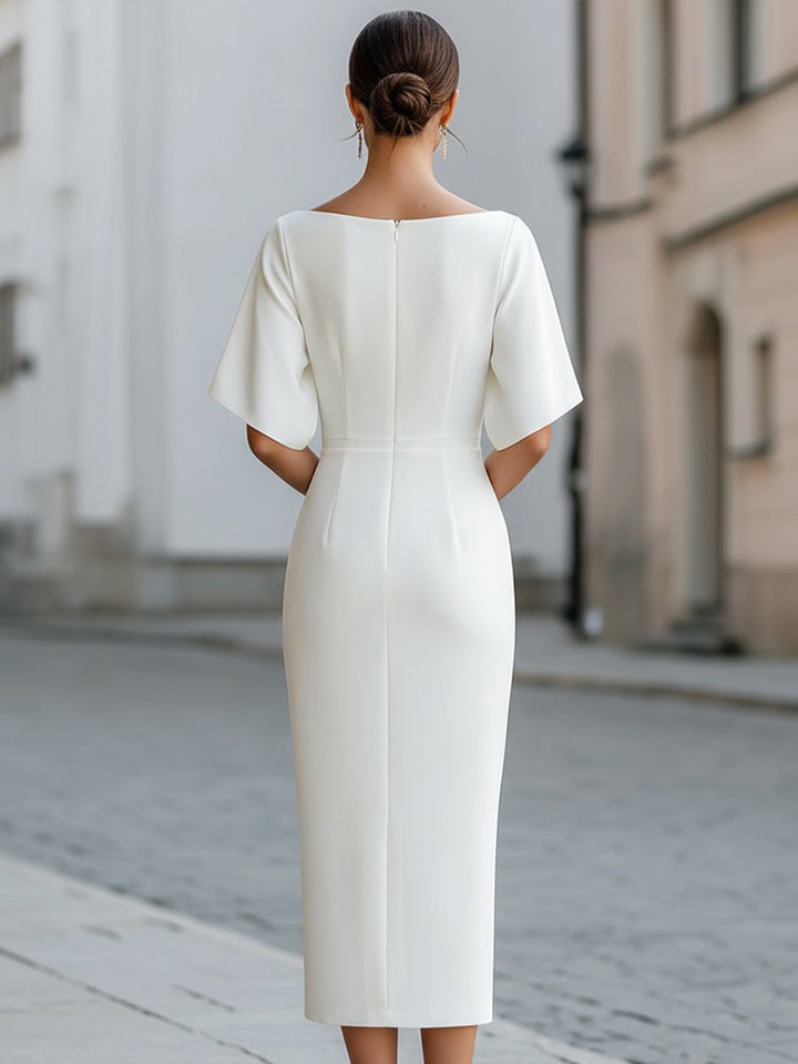 Kalliope Boat Neck Contour Midi Dress