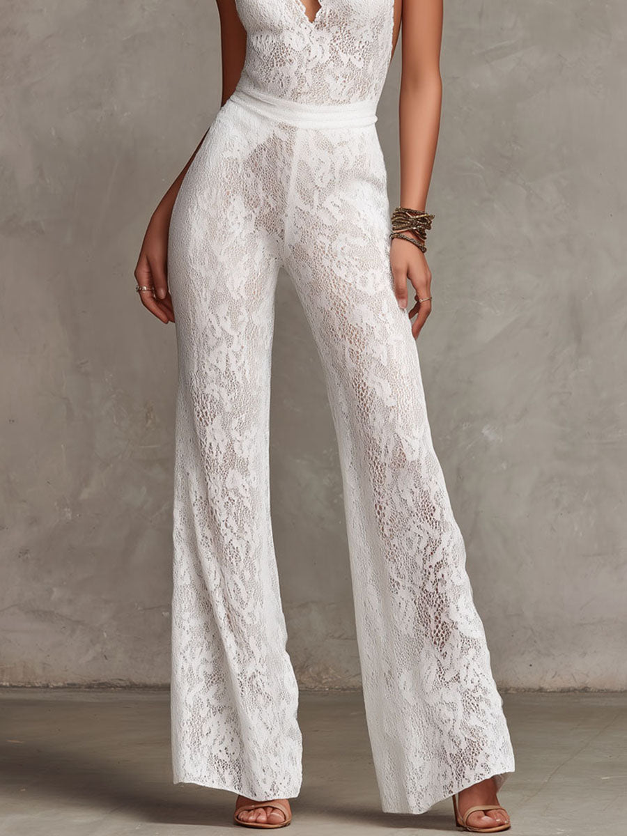 Harlow Halter Keyhole Wide Leg Jumpsuit