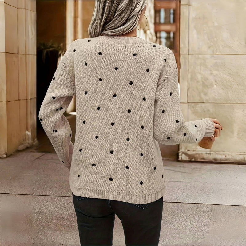Inez Polka Dot Crew Neck Sweater