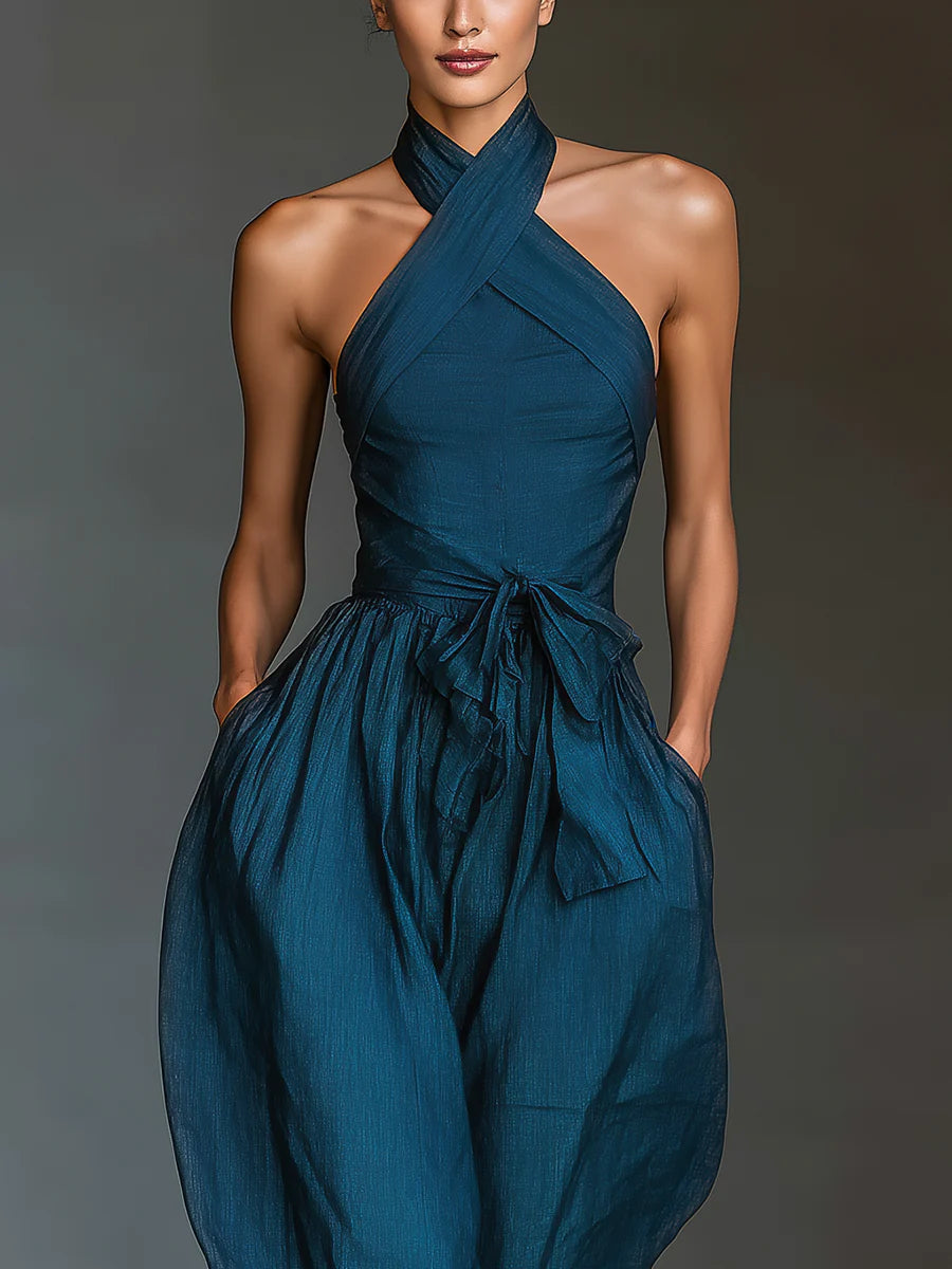 Honora Cross Neck Wide Leg Jumpsuit