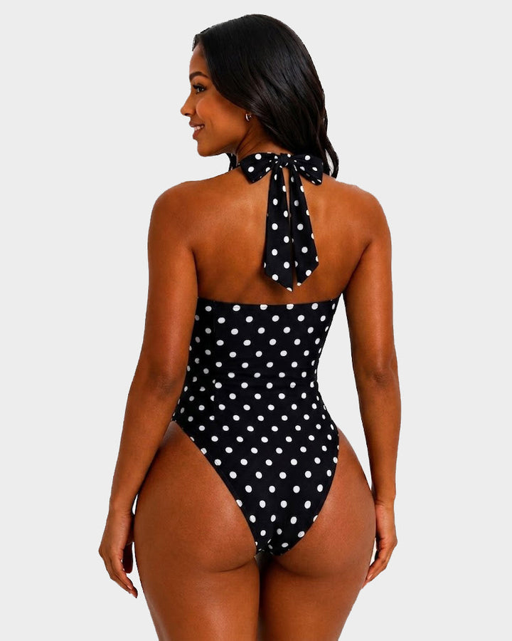Nelly Polka Dot Halter One-Piece Swimsuit