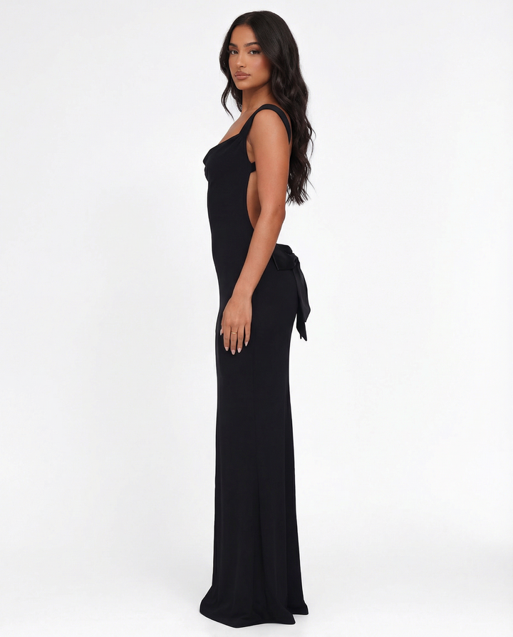 Novalie Open Back Bow Detail Maxi Dress