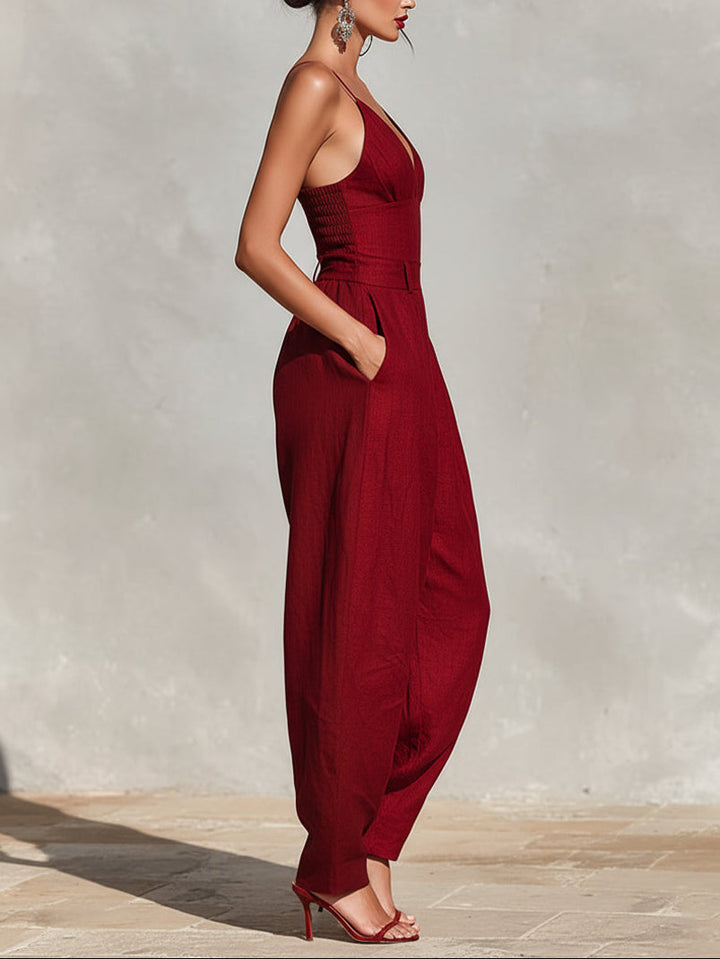 Lilith Plunging V-Neck Tailored Jumpsuit