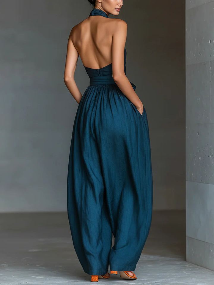 Honora Cross Neck Wide Leg Jumpsuit