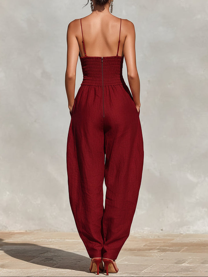 Lilith Plunging V-Neck Tailored Jumpsuit