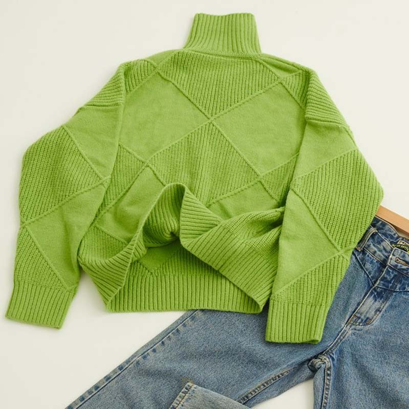 Blair Geometric Ribbed Turtleneck Sweater