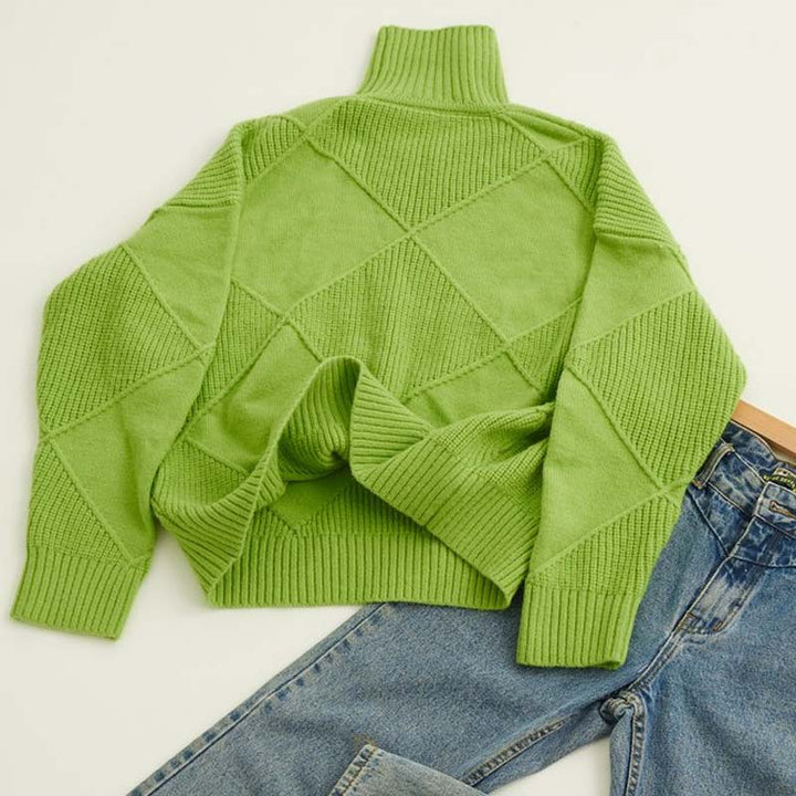 Blair Geometric Ribbed Turtleneck Sweater
