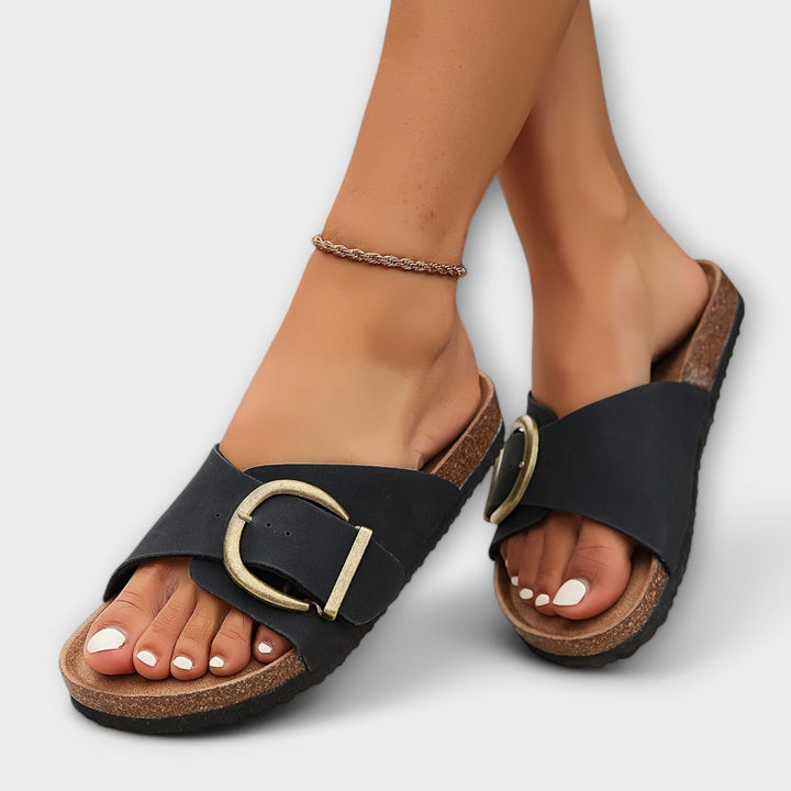 Joanna Aspen Buckle Comfort Slides