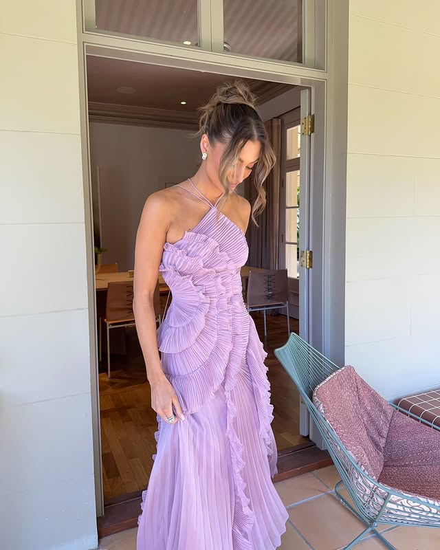 Delilah Pleated Ruffle Maxi Dress