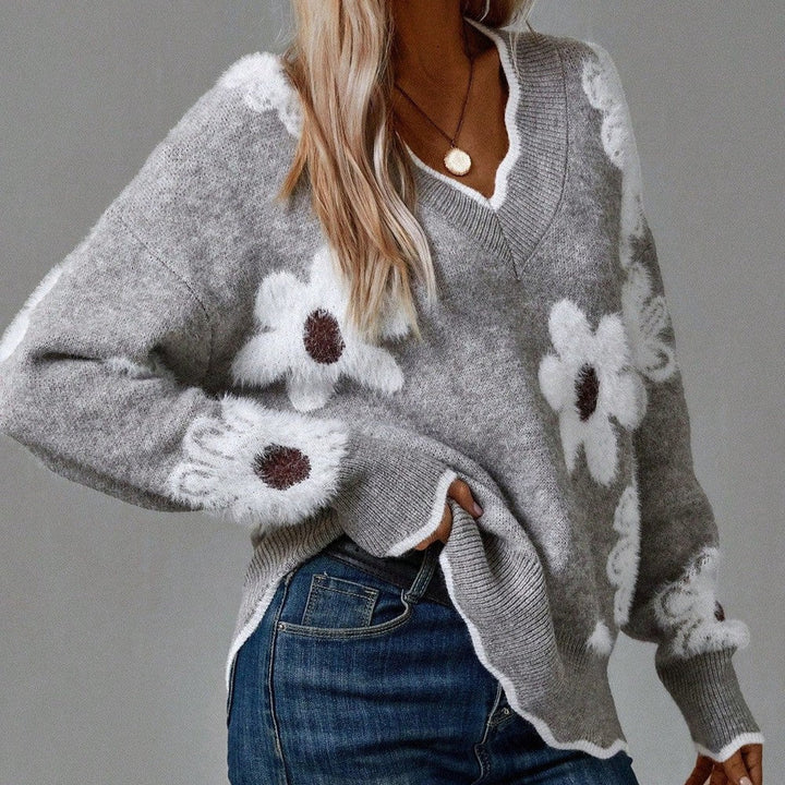 Francesca Floral V-Neck Sweater