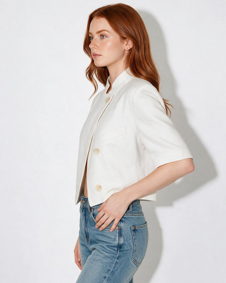 Gia Cropped Cape Sleeve Blazer