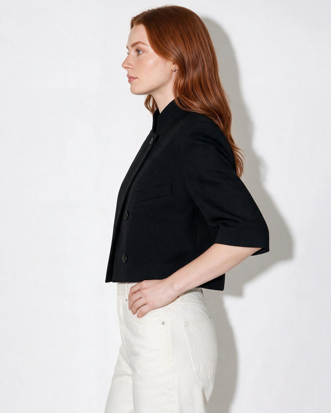 Gia Cropped Cape Sleeve Blazer