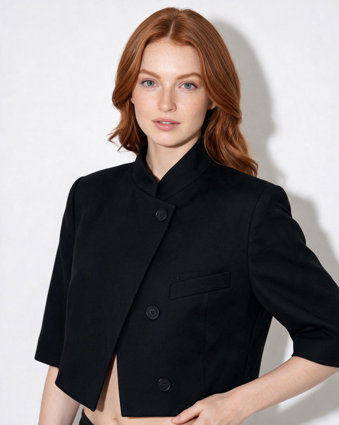 Gia Cropped Cape Sleeve Blazer