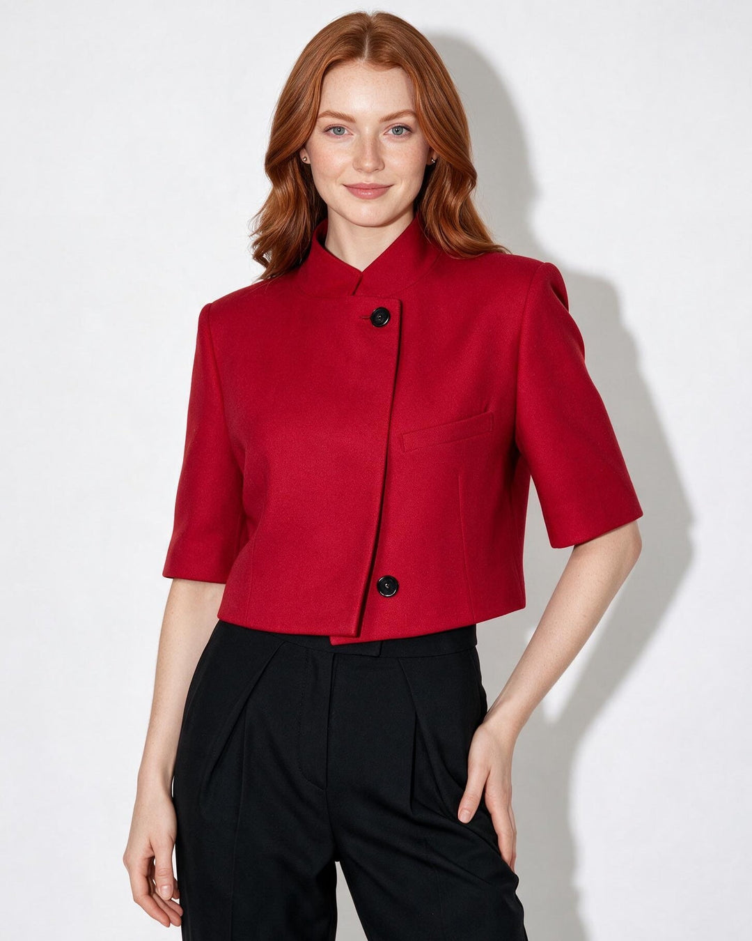 Gia Cropped Cape Sleeve Blazer