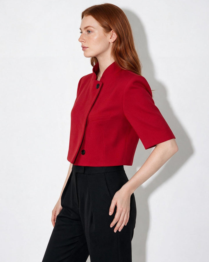 Gia Cropped Cape Sleeve Blazer