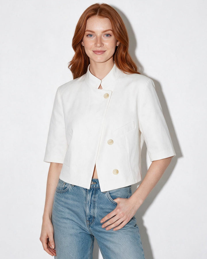 Gia Cropped Cape Sleeve Blazer
