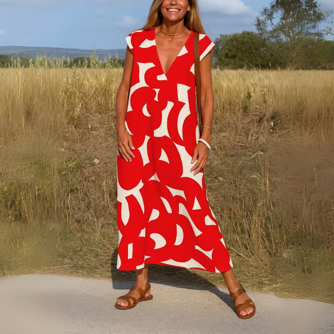 Tily Abstract Print Maxi Dress