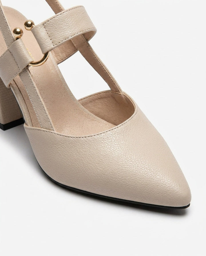 Rania Pointed Toe Slingback Block Heels