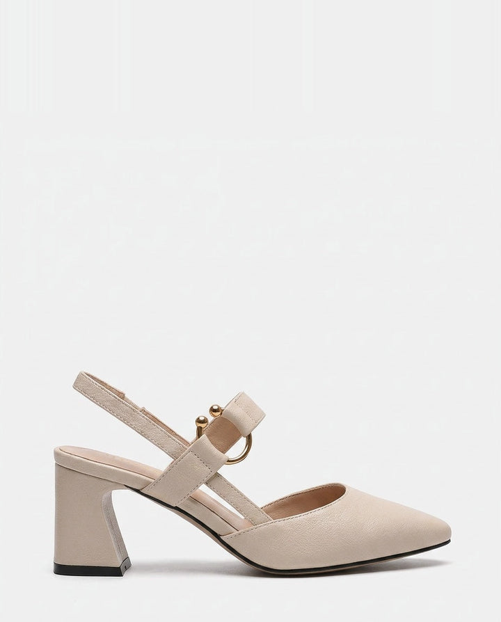 Rania Pointed Toe Slingback Block Heels