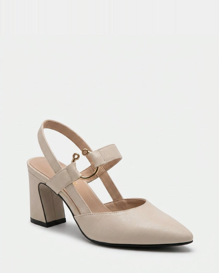 Rania Pointed Toe Slingback Block Heels