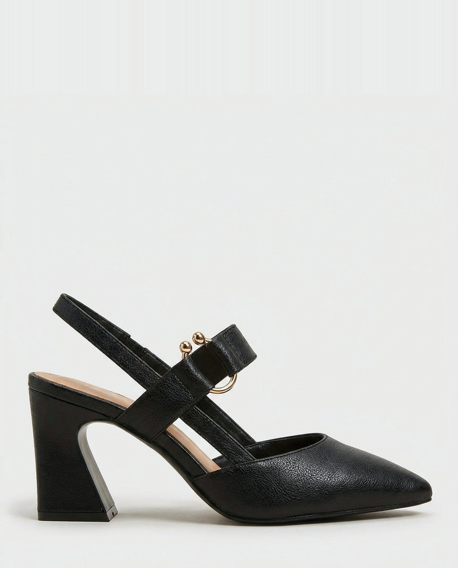Rania Pointed Toe Slingback Block Heels