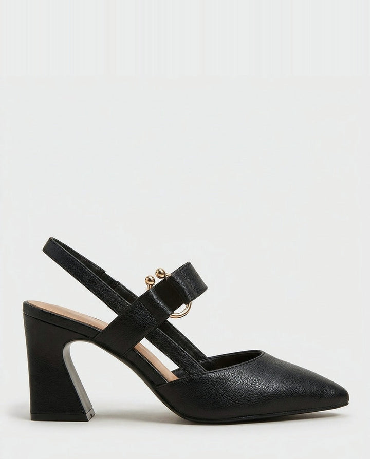 Rania Pointed Toe Slingback Block Heels