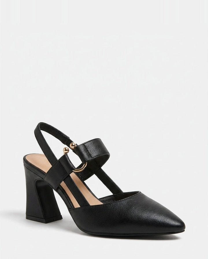 Rania Pointed Toe Slingback Block Heels