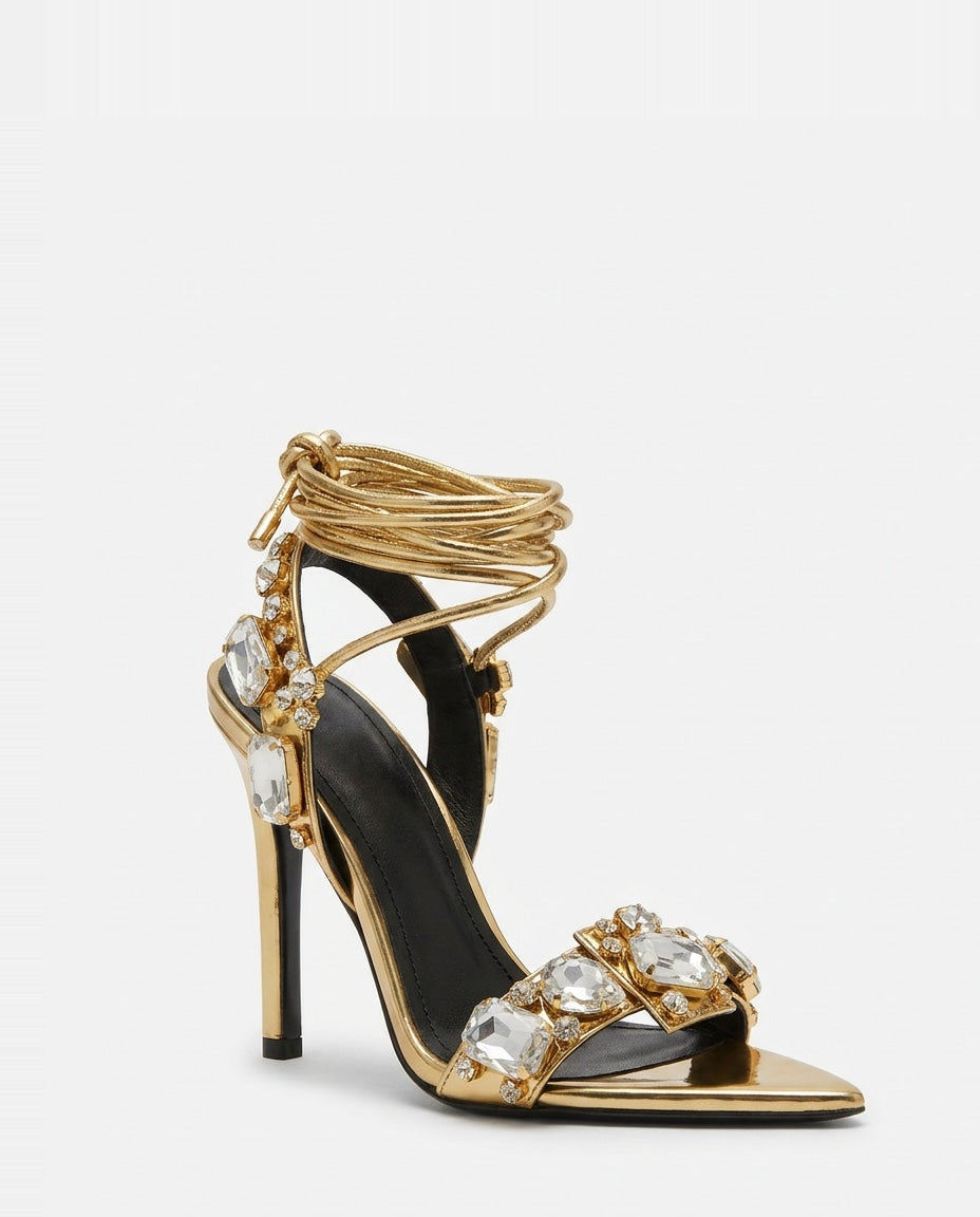 Margot Crystal Wraparound Stiletto Sandals