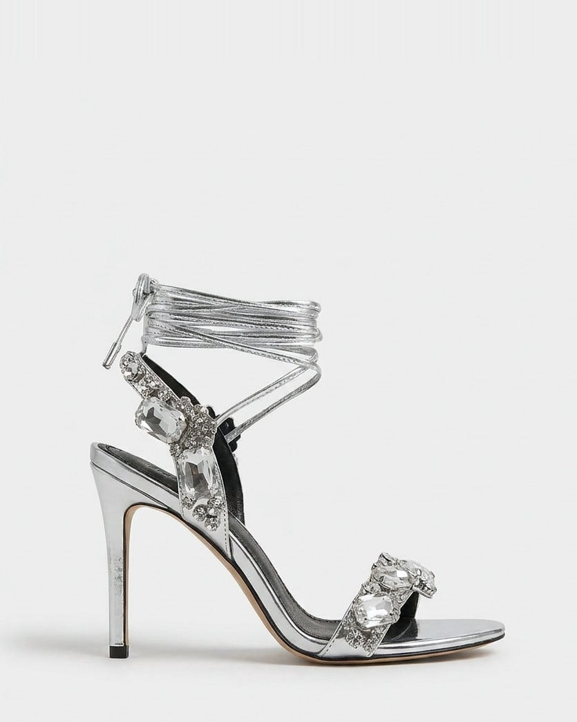 Margot Crystal Wraparound Stiletto Sandals