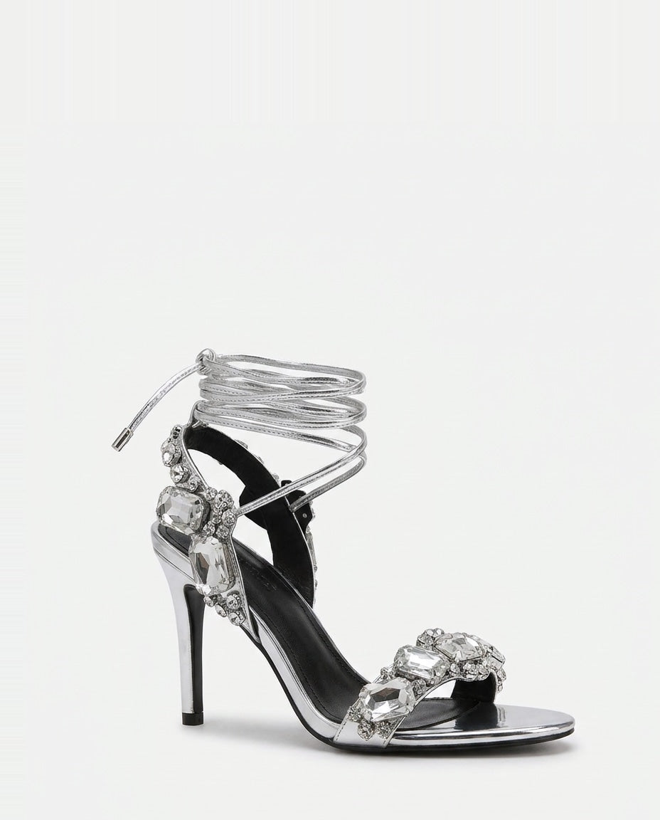 Margot Crystal Wraparound Stiletto Sandals