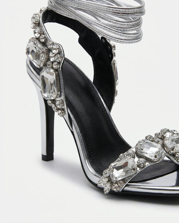 Margot Crystal Wraparound Stiletto Sandals