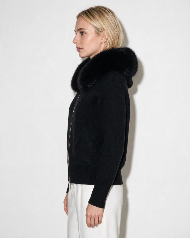 Rosanna Plush Collar Hooded Zip Jacket