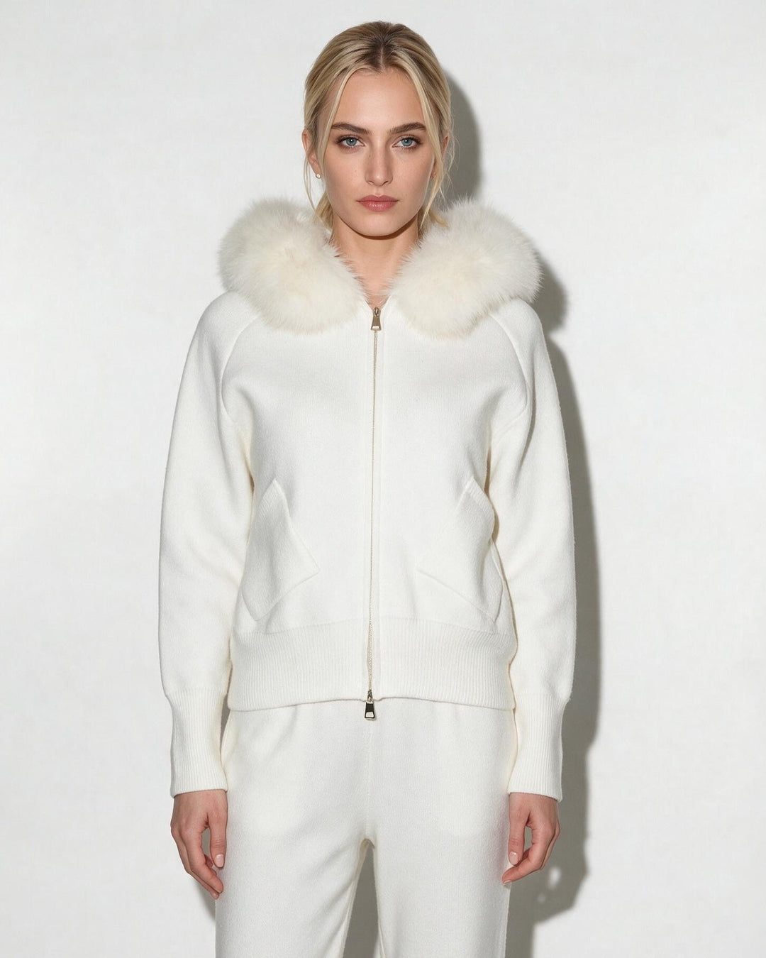 Rosanna Plush Collar Hooded Zip Jacket