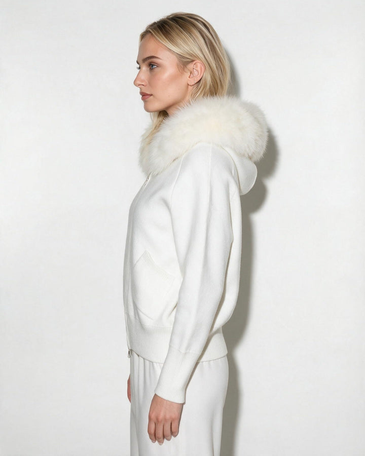 Rosanna Plush Collar Hooded Zip Jacket