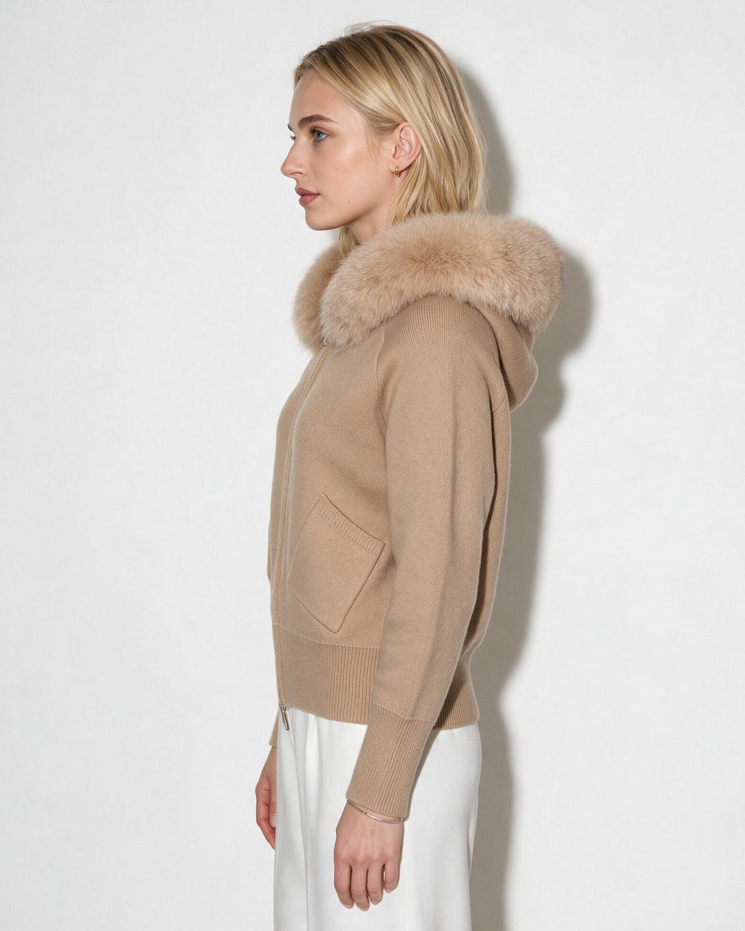 Rosanna Plush Collar Hooded Zip Jacket