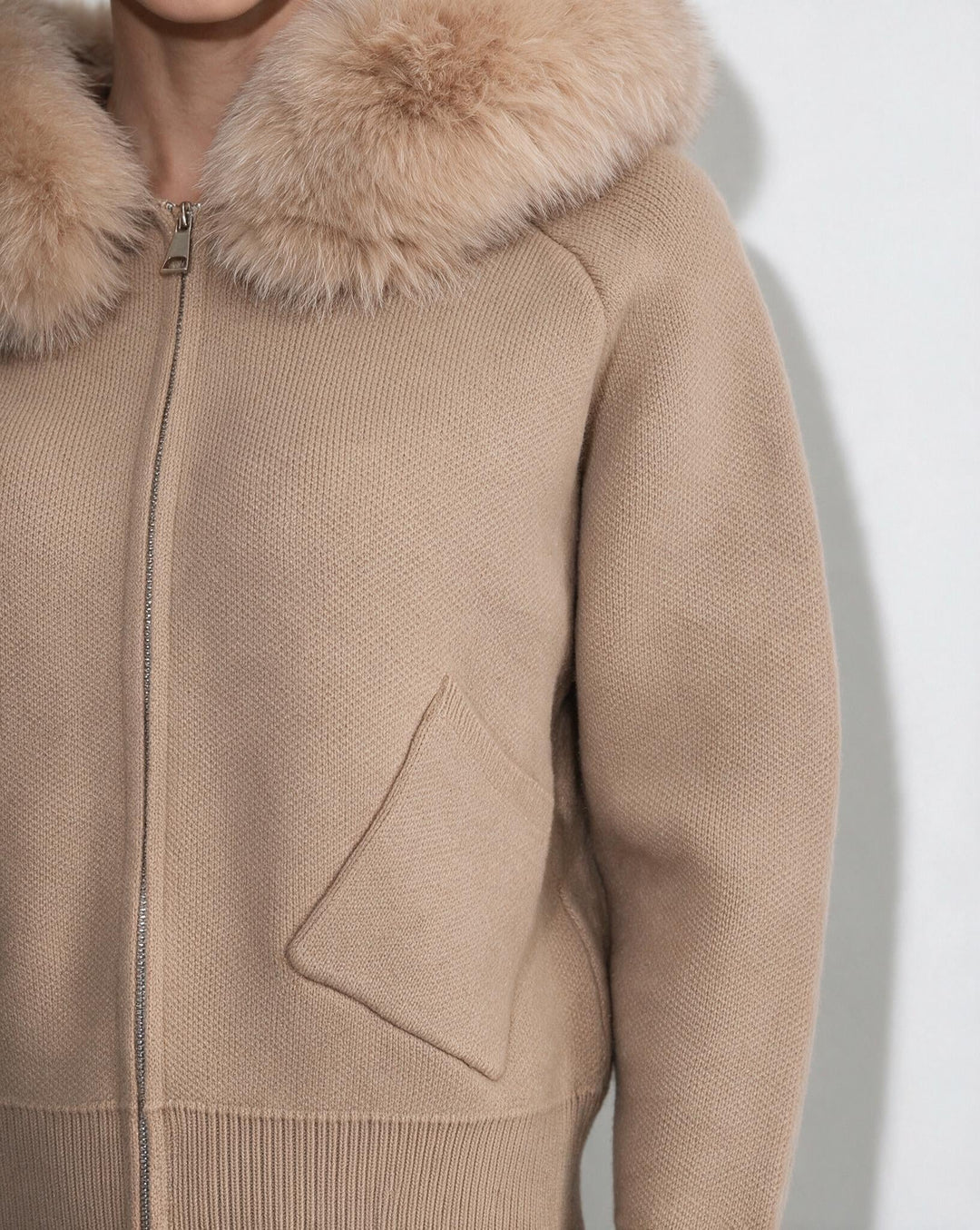 Rosanna Plush Collar Hooded Zip Jacket