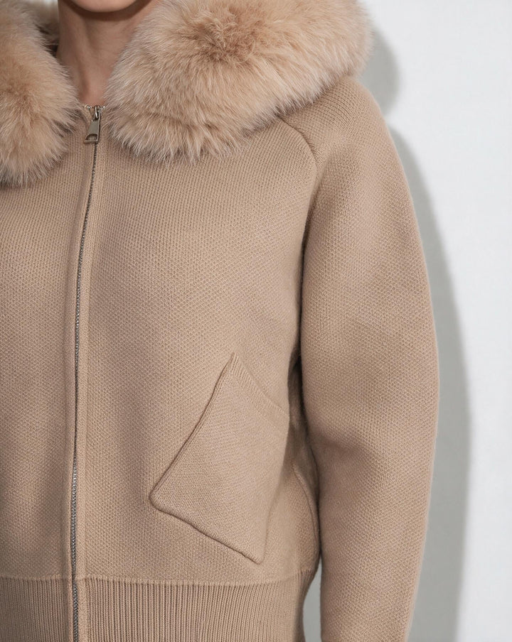 Rosanna Plush Collar Hooded Zip Jacket