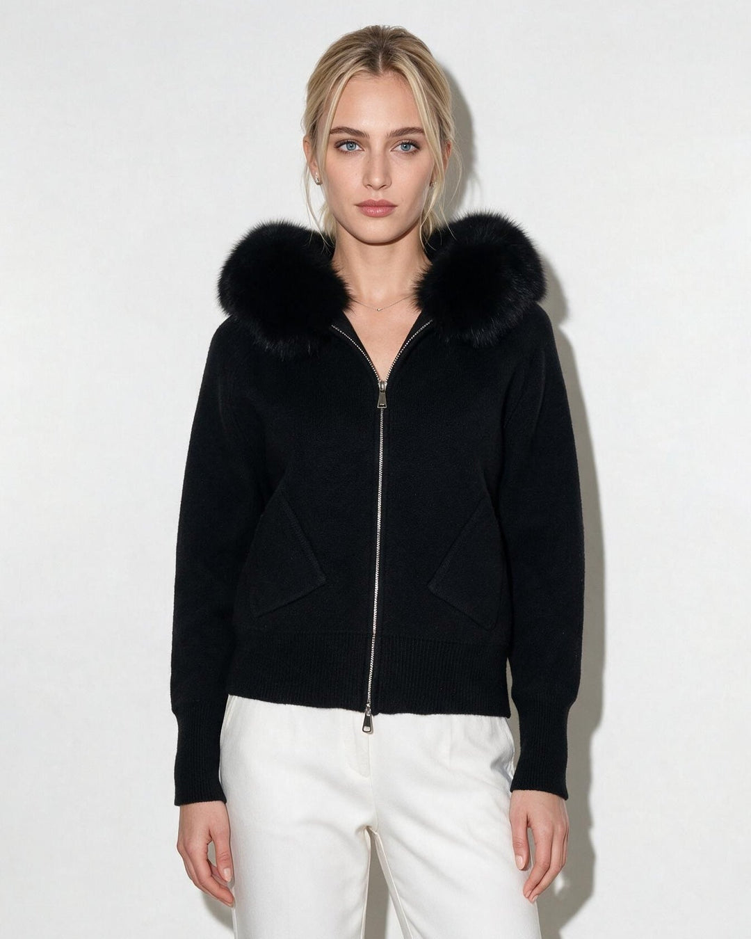 Rosanna Plush Collar Hooded Zip Jacket