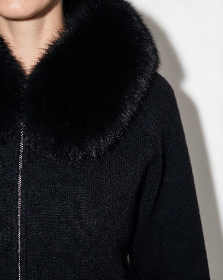 Rosanna Plush Collar Hooded Zip Jacket