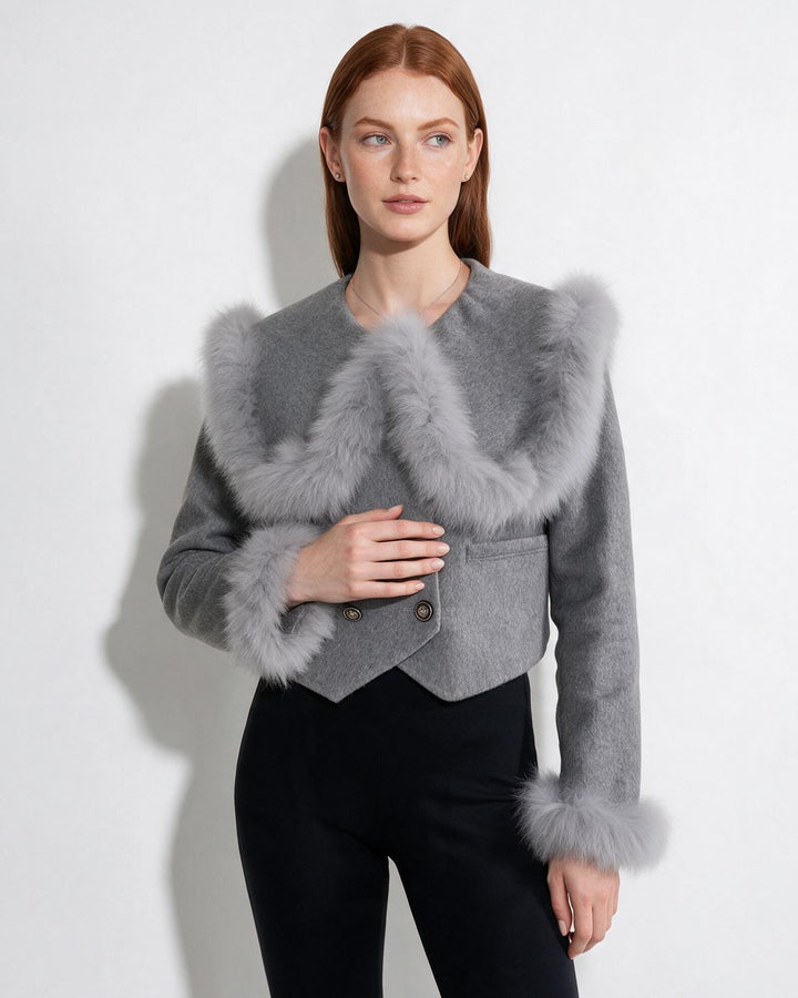 Blossom Plush Trim Tailored Jacket