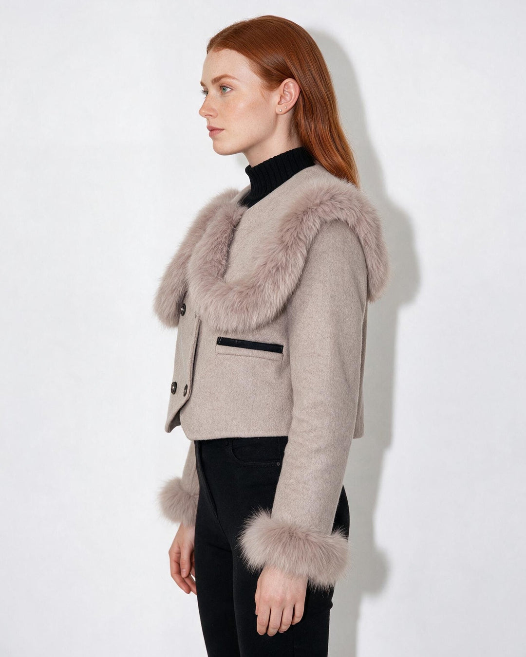 Blossom Plush Trim Tailored Jacket