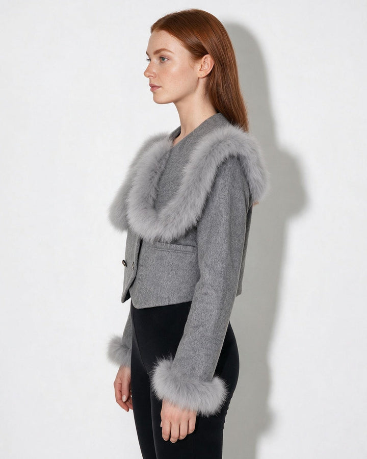 Blossom Plush Trim Tailored Jacket