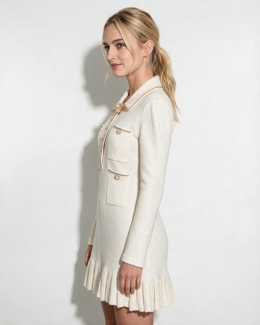 Isabel Pleated Hem Tailored Mini Dress