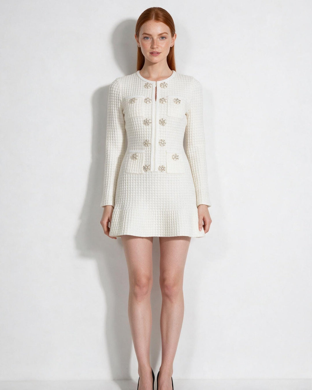 Eleni Embellished Tweed Mini Dress