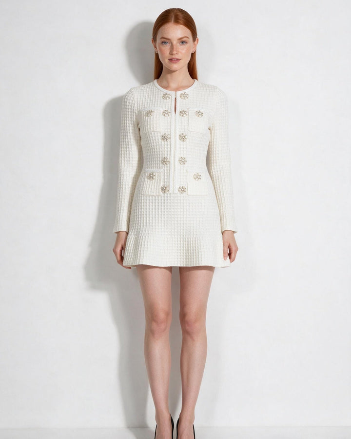 Eleni Embellished Tweed Mini Dress