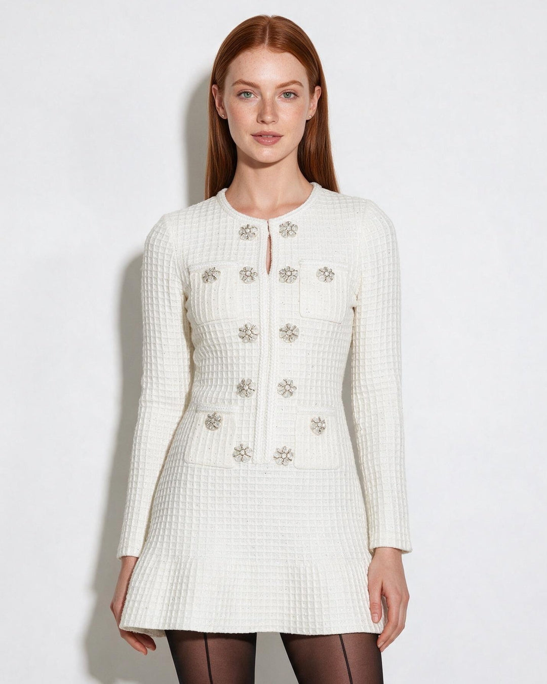 Eleni Embellished Tweed Mini Dress