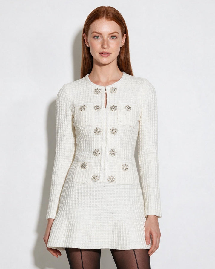 Eleni Embellished Tweed Mini Dress